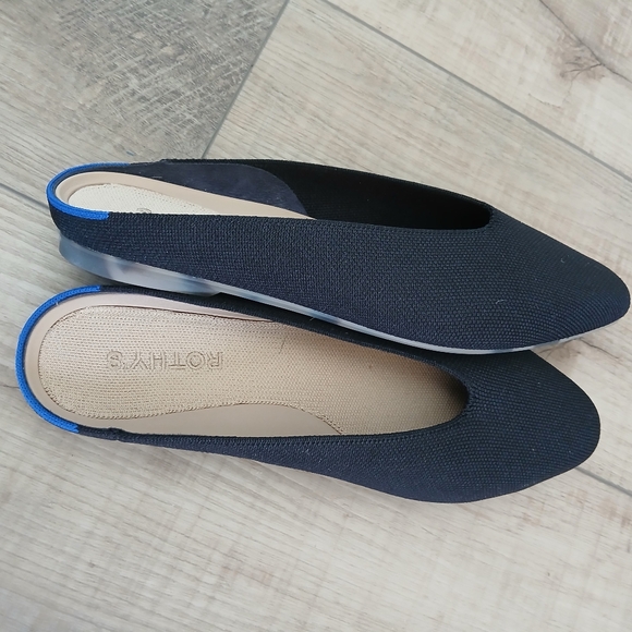 NWOT Rothy's Almond Demi Fllat Mules in Dark Blue. Size 8.5 - Picture 6 of 8